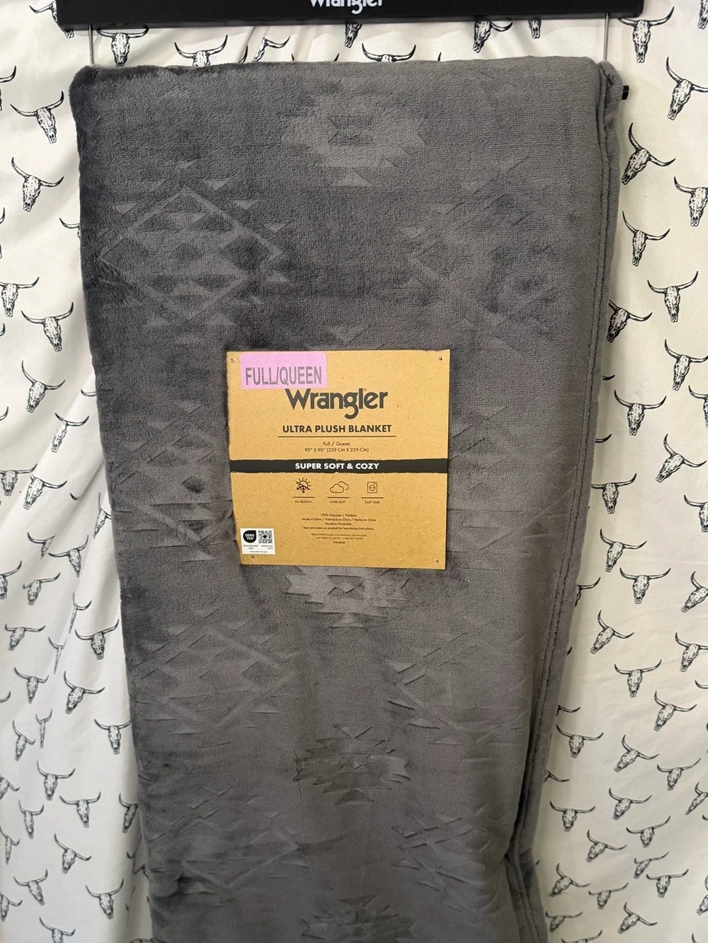 Wrangler Gray Ultra Plush Blanket - Full/Queen